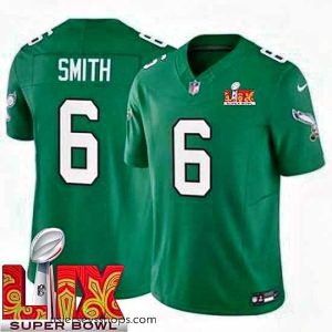 Alluring Philadelphia Eagles DeVonta Smith #6 Kelly Green 2024 2025 Super Bowl LIX F.U.S.E Stitched NFL Jersey