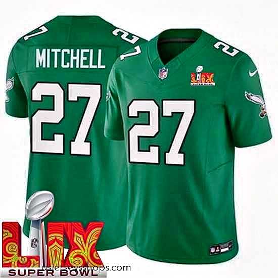 Enchanting Philadelphia Eagles Quinyon Mitchell #27 Kelly Green 2024 2025 Super Bowl LIX F.U.S.E Stitched NFL Jersey