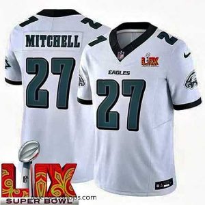 Glamorous Philadelphia Eagles Quinyon Mitchell #27 White 2024 2025 Super Bowl LIX F.U.S.E Stitched NFL Jersey