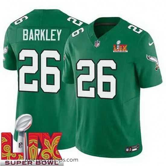 Magnificent Philadelphia Eagles Saquon Barkley #26 Kelly Green 2024 2025 Super Bowl LIX F.U.S.E Stitched NFL Jersey
