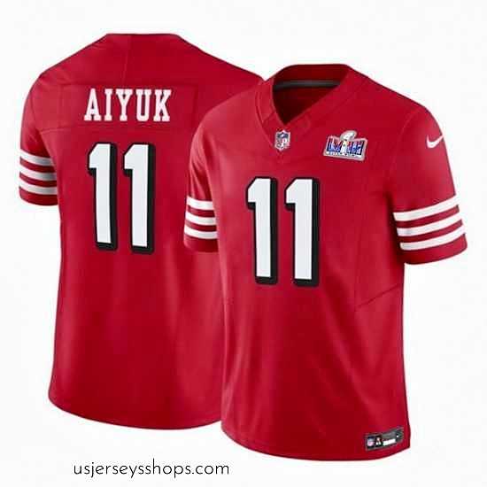 Magnificent San Francisco 49ers 11 Brandon Aiyuk Red 2023 F.U.S.E Vapor Limited Throwback Stitched Football 2024 Super Bowl LVIII Jersey