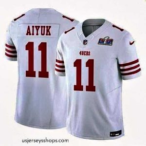 Glamorous San Francisco 49ers 11 Brandon Aiyuk White 2023 F.U.S.E  Vapor Limited Stitched Football 2024 Super Bowl LVIII Jersey