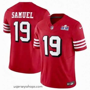 Stellar San Francisco 49ers 19 Deebo Samuel New Red 2023 F.U.S.E  Vapor Untouchable Limited Stitched Football 2024 Super Bowl LVIII Jersey