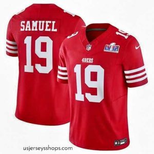 Sensational San Francisco 49ers 19 Deebo Samuel Red 2023 F.U.S.E  Vapor Untouchable Limited Stitched Football 2024 Super Bowl LVIII Jersey