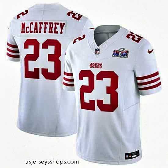 Alluring San Francisco 49ers 23 Christian McCaffrey White 2023 F.U.S.E Vapor Untouchable Limited Stitched Football 2024 Super Bowl LVIII Jersey