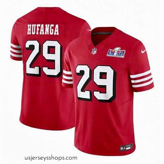 Captivating San Francisco 49ers 29 Talanoa Hufanga New Red 2023 F.U.S.E Stitched Football 2024 Super Bowl LVIII Jersey