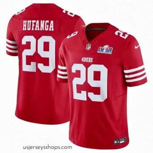 Breathtaking San Francisco 49ers 29 Talanoa Hufanga Red 2023 F.U.S.E  With John Madden Patch Vapor Limited Stitched Football 2024 Super Bowl LVIII Jersey