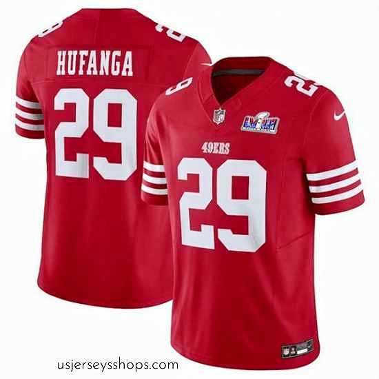 Breathtaking San Francisco 49ers 29 Talanoa Hufanga Red 2023 F.U.S.E With John Madden Patch Vapor Limited Stitched Football 2024 Super Bowl LVIII Jersey