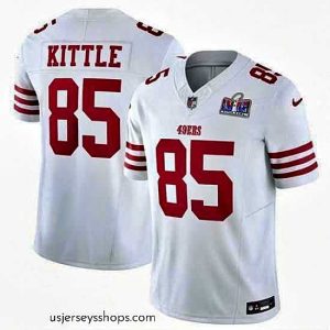 Glamorous San Francisco 49ers 85 George Kittle White 2023 F.U.S.E  Vapor Untouchable Limited Stitched Football 2024 Super Bowl LVIII Jersey
