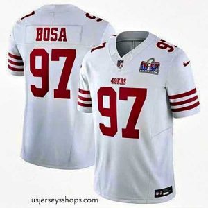 Alluring San Francisco 49ers 97 Nick Bosa White 2023 F.U.S.E  Vapor Untouchable Limited Stitched Football 2024 Super Bowl LVIII Jersey