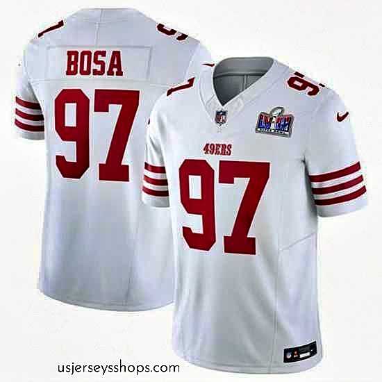 Alluring San Francisco 49ers 97 Nick Bosa White 2023 F.U.S.E Vapor Untouchable Limited Stitched Football 2024 Super Bowl LVIII Jersey