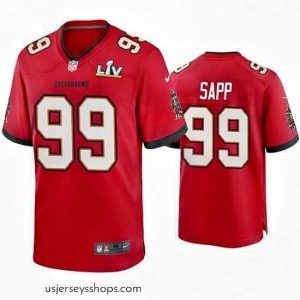 Stunning Warren Sapp Buccaneers Red Super Bowl Lv Game Jersey