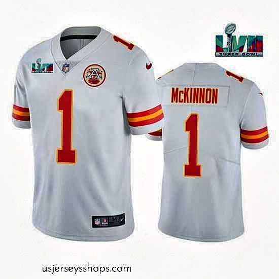 Breathtaking Toddler Kansas City Chiefs 1 Jerick McKinnon White Super Bowl LVII Patch Vapor Untouchable Limited Stitched Jersey