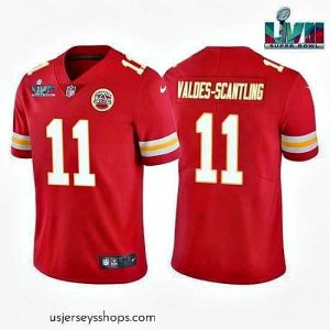 Stunning Toddler Kansas City Chiefs 11 Marquez Valdes Scantling Red Super Bowl LVII Patch Vapor Untouchable Limited Stitched Jersey