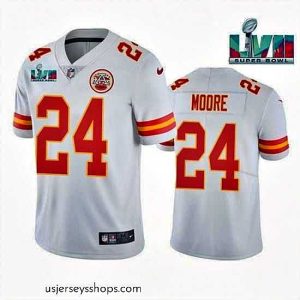 Sensational Toddler Kansas City Chiefs 24 Skyy Moore White Super Bowl LVII Patch Vapor Untouchable Limited Stitched Jersey