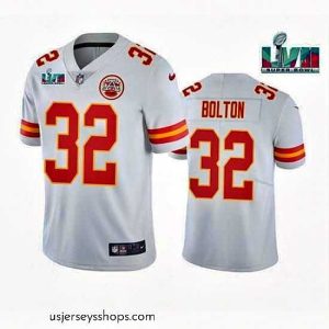 Enchanting Toddler Kansas City Chiefs 32 Nick Bolton White Super Bowl LVII Patch Vapor Untouchable Limited Stitched Jersey