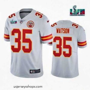Magnificent Toddler Kansas City Chiefs 35 Jaylen Watson White Super Bowl LVII Patch Vapor Untouchable Limited Stitched Jersey