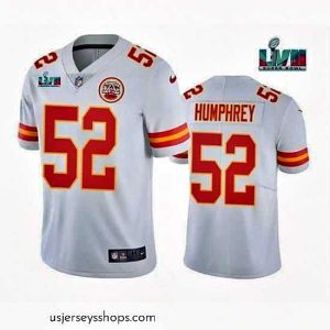 Glamorous Toddler Kansas City Chiefs 52 Creed Humphrey White Super Bowl LVII Patch Vapor Untouchable Limited Stitched Jersey