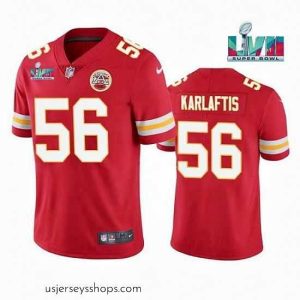 Stunning Toddler Kansas City Chiefs 56 George Karlaftis Red Super Bowl LVII Patch Vapor Untouchable Limited Stitched Jersey