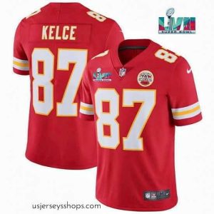 Exquisite Toddler Kansas City Chiefs 87 Travis Kelce Red Super Bowl LVII Patch Vapor Untouchable Limited Stitched Jersey