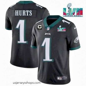 Glamorous Toddler Philadelphia Eagles 1 Jalen Hurts Black Super Bowl LVII Patch And 2 Star C Patch Vapor Untouchable Limited Stitched Jersey