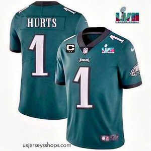 Stunning Toddler Philadelphia Eagles 1 Jalen Hurts Green Super Bowl LVII Patch And 2 Star C Patch Vapor Untouchable Limited Stitched Jersey