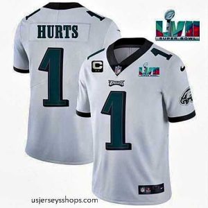 Sensational Toddler Philadelphia Eagles 1 Jalen Hurts White Super Bowl LVII Patch And 2 Star C Patch Vapor Untouchable Limited Stitched Jersey