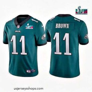 Stellar Toddler Philadelphia Eagles 11 A  J  Brown Green Super Bowl LVII Patch Vapor Untouchable Limited Stitched Jersey