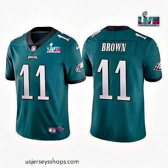 Stellar Toddler Philadelphia Eagles 11 A J Brown Green Super Bowl LVII Patch Vapor Untouchable Limited Stitched Jersey