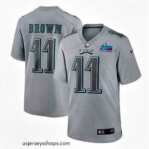 Exquisite Toddler Philadelphia Eagles 11 A J  Brown Grey Super Bowl LVII Patch Atmosphere Fashion Stitched Game Jersey