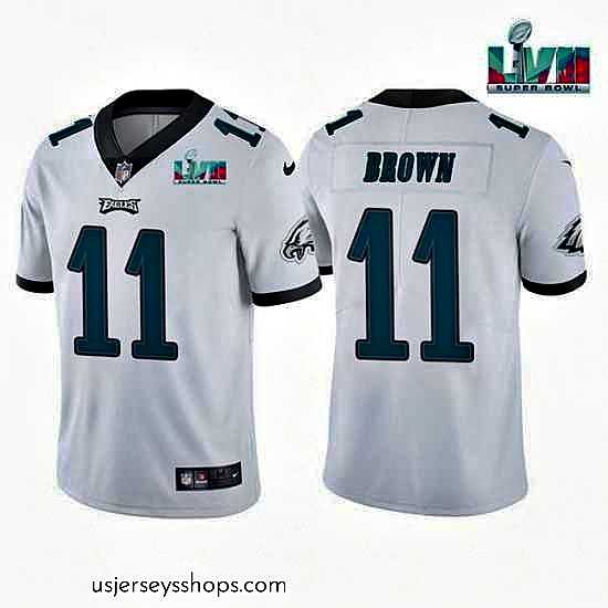 Breathtaking Toddler Philadelphia Eagles 11 A J Brown White Super Bowl LVII Patch Vapor Untouchable Limited Stitched Jersey