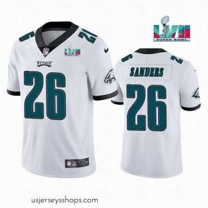 Stunning Toddler Philadelphia Eagles 26 Miles Sanders White Super Bowl LVII Patch Vapor Untouchable Limited Stitched Jersey