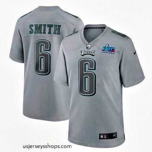 Enchanting Toddler Philadelphia Eagles 6 DeVonta Smith Grey Super Bowl LVII Patch Atmosphere Fashion Stitched Game Jersey