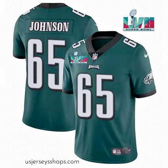 Stunning Toddler Philadelphia Eagles 65 Lane Johnson Green Super Bowl LVII Patch Vapor Untouchable Limited Stitched Jersey