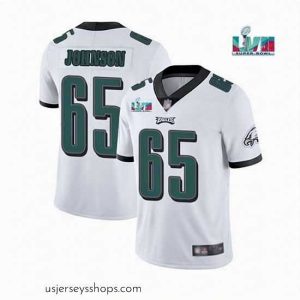 Sensational Toddler Philadelphia Eagles 65 Lane Johnson White Super Bowl LVII Patch Vapor Untouchable Limited Stitched Jersey