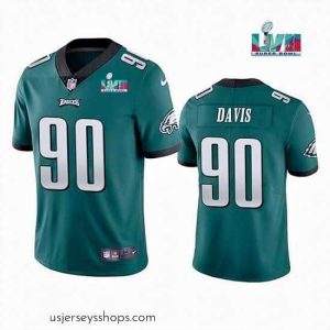 Exquisite Toddler Philadelphia Eagles 90 Jordan Davis Green Super Bowl LVII Patch Vapor Untouchable Limited Stitched Jersey