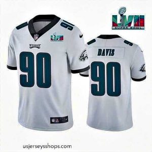 Stunning Toddler Philadelphia Eagles 90 Jordan Davis White Super Bowl LVII Patch Vapor Untouchable Limited Stitched Jersey