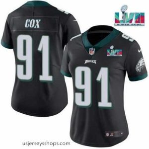 Sensational Toddler Philadelphia Eagles 91 Fletcher Cox Black Super Bolw LVII Patch Vapor Untouchable Limited Stitched Football Jersey