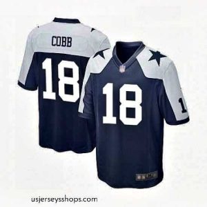 Sensational Mens Dallas Cowboys 18 Randall Cobb Game Navy Blue Throwback Alternate Football Jerse