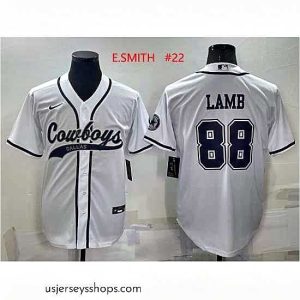 Captivating Men's Dallas Cowboys #22 Emmitt Smith White Stitched Cool Base Nike Baseball Jersey