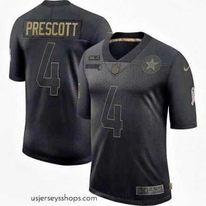 Enchanting Men's Dallas Cowboys #4 Dak Prescott Black 2020 Salute To Service Limited Jersey