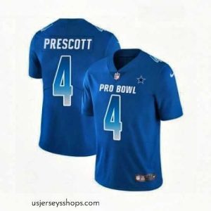 Stunning Mens Dallas Cowboys 4 Dak Prescott Limited Royal Blue NFC 2019 Pro Bowl Football Jersey