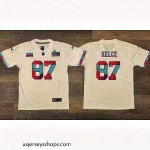 Captivating Men's Kansas City Chiefs #87 Travis Kelce White Super Bowl LVII Patch Vapor Untouchable Limited Stitched Jersey