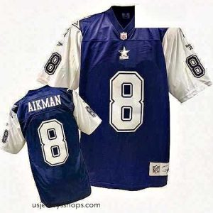 Alluring Mens Mitchell and Ness Dallas Cowboys 8 Troy Aikman Authentic Navy BlueWhite Authentic Throwback NFL Jersey