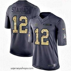 Glamorous Mens Nike Dallas Cowboys 12 Roger Staubach Limited Black 2016 Salute to Service NFL Jersey