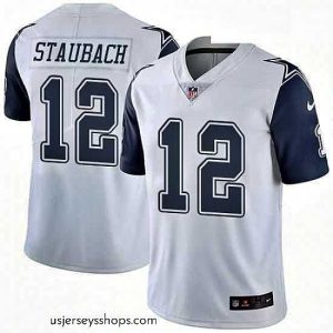 Sensational Mens Nike Dallas Cowboys 12 Roger Staubach Limited White Rush Vapor Untouchable NFL Jersey