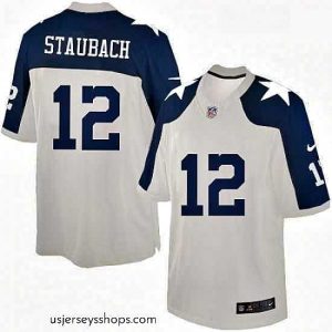 Sensational Mens Nike Dallas Cowboys 12 Roger Staubach Limited White Throwback Alternate NFL Jersey