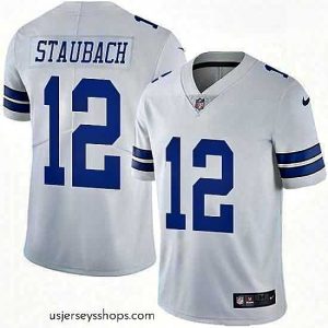 Exquisite Mens Nike Dallas Cowboys 12 Roger Staubach White Vapor Untouchable Limited Player NFL Jersey