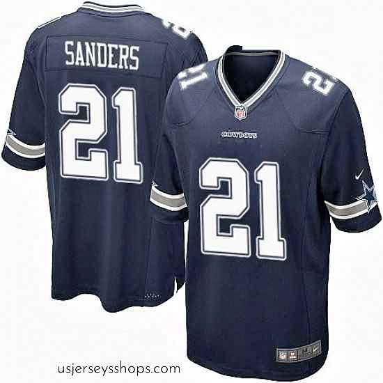 Stunning Mens Nike Dallas Cowboys 21 Deion Sanders Game Navy Blue Team Color NFL Jersey
