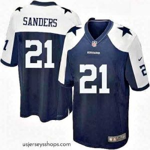 Breathtaking Mens Nike Dallas Cowboys 21 Deion Sanders Game Navy Blue Throwback Alternate NFL Jersey